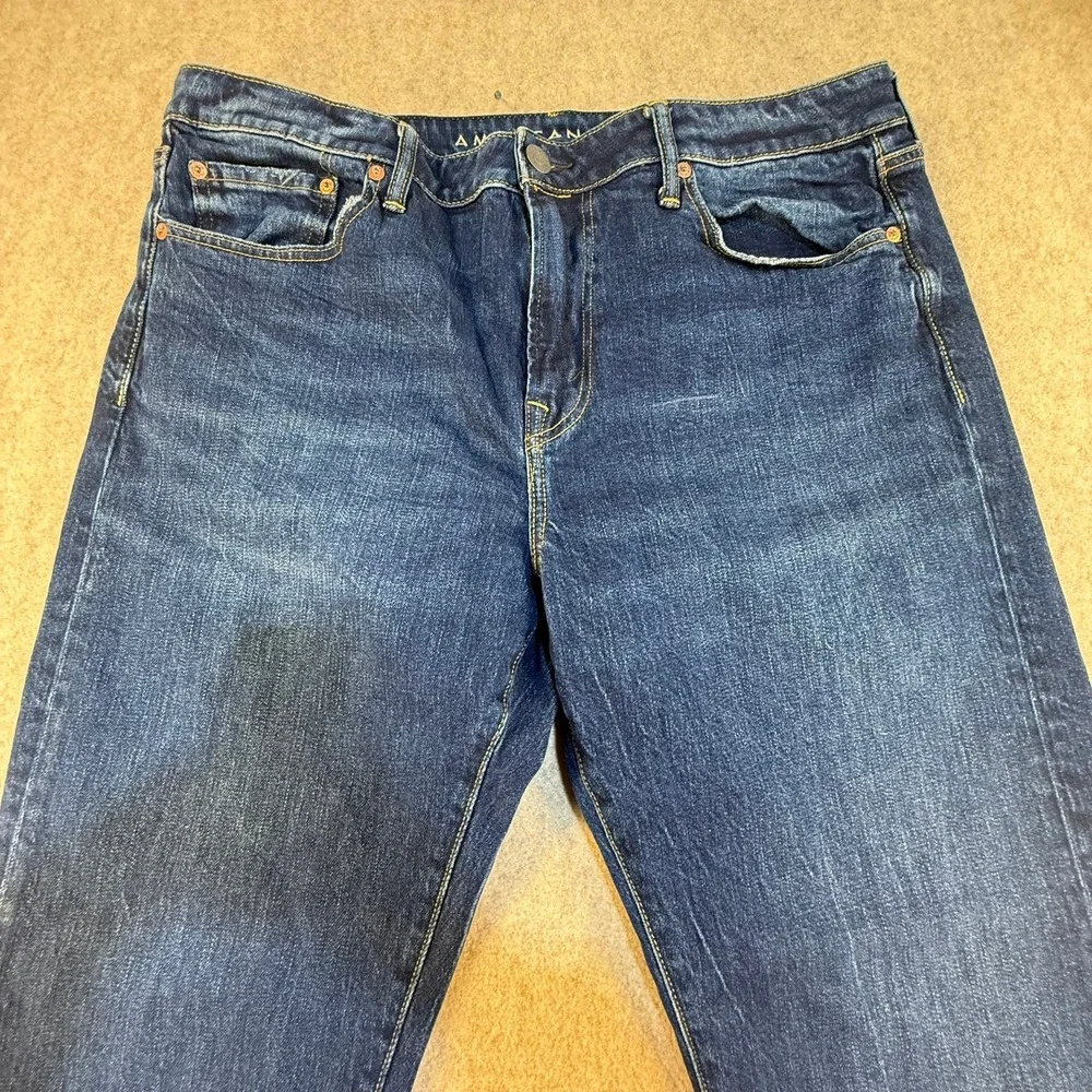 American‎ Eagle AirFlex+ Straight Leg Jeans Mens 36x32 Dark Wash Blue Denim